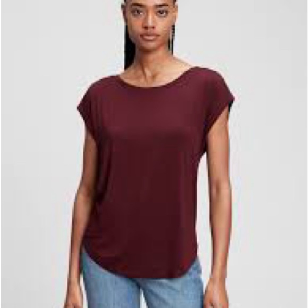 J. Jill Maroon Luxe Supima Short Sleeve Top